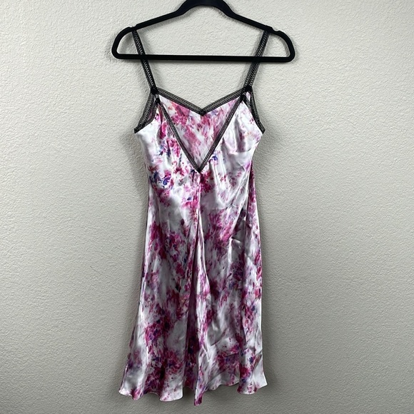 NWT Marina Moscone Tech Slip Dress Silk Blend Y2K Lace Trim Pink Multi Sz 6 - Picture 5 of 10